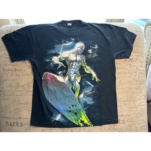 Vintage Marvel Mad Engine Silver Surfer Large T-Shirt - Picture 1 of 3